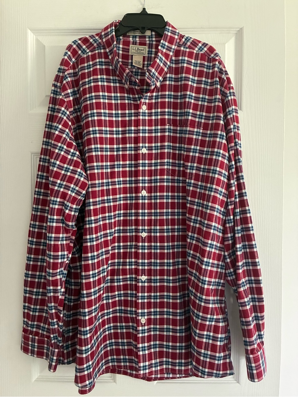L.L.Bean Wrinkle Resistant Traditional Fit Button-Down Plaid Cotton XXL Regular